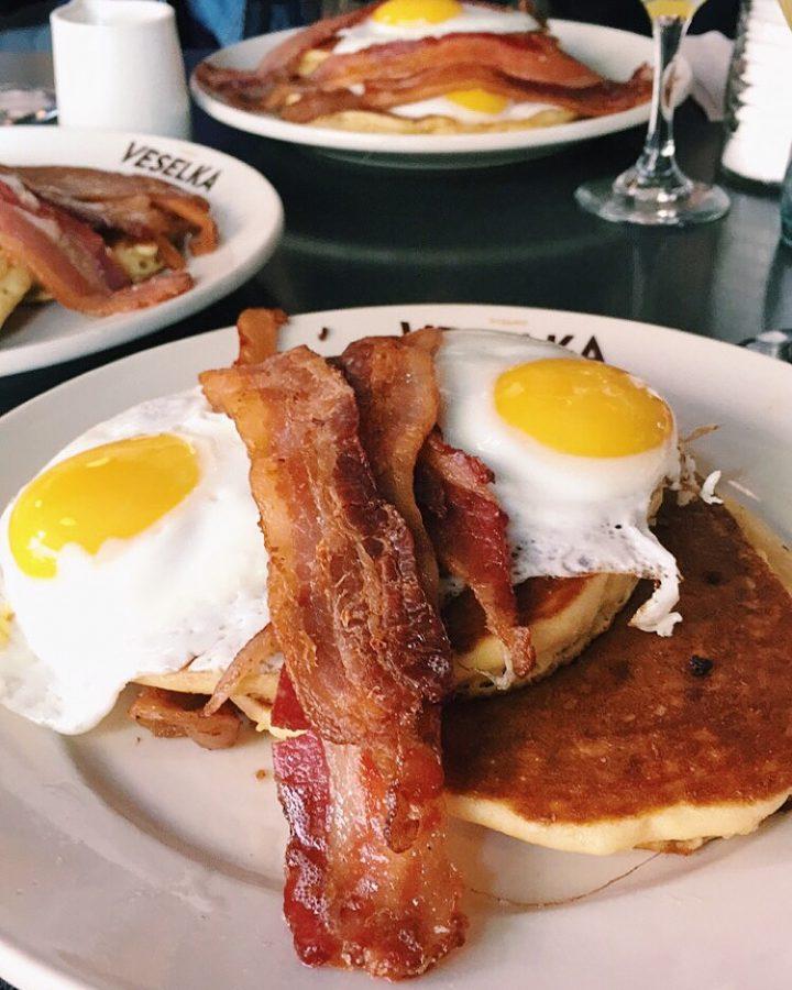 Veselka is a Ukranian restaurant in the East Village that is open 24/7. They serve American breakfasts, like pancakes and waffles, as well as Ukranian classics.