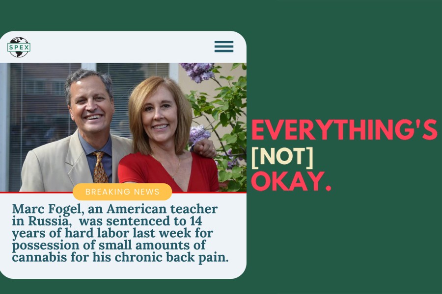 A portrait of a middle-aged couple on the left and the title “Everything’s (Not) Okay” on the right.
