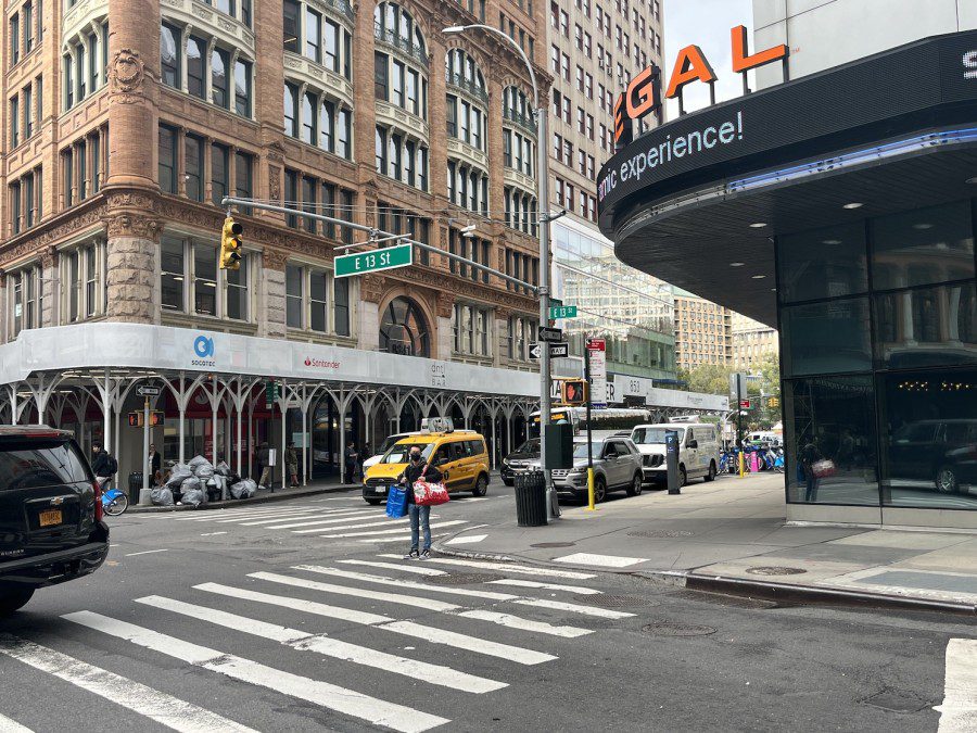 The intersection of East Fourteenth Street and Broadway.