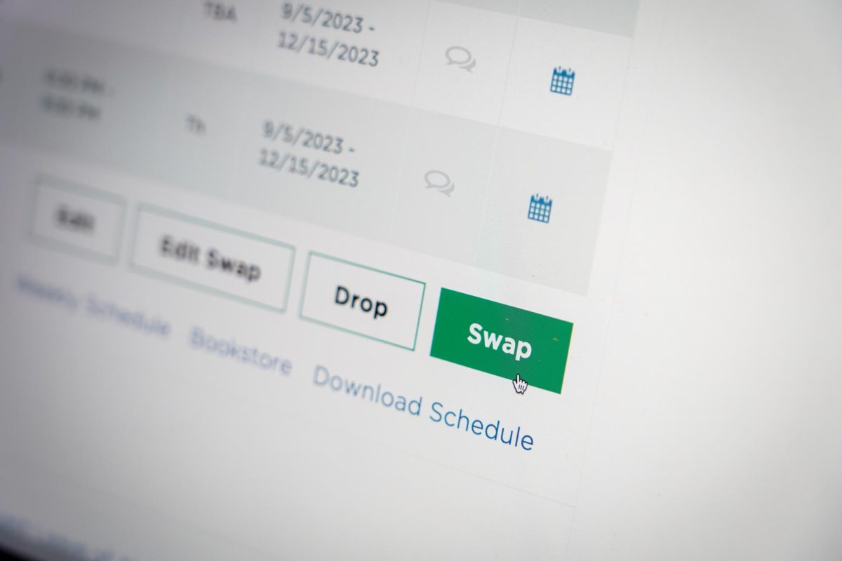 The “swap” and “drop” buttons on Albert displayed on a laptop screen, with the mouse hovering above the “swap” button.